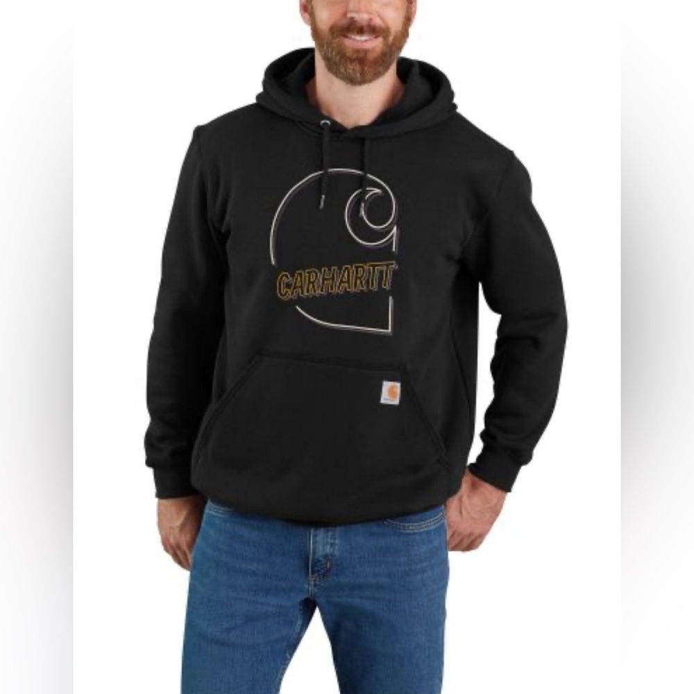 Carhartt Black Loose Fit C Logo Graphic Hoodie Size 3XL